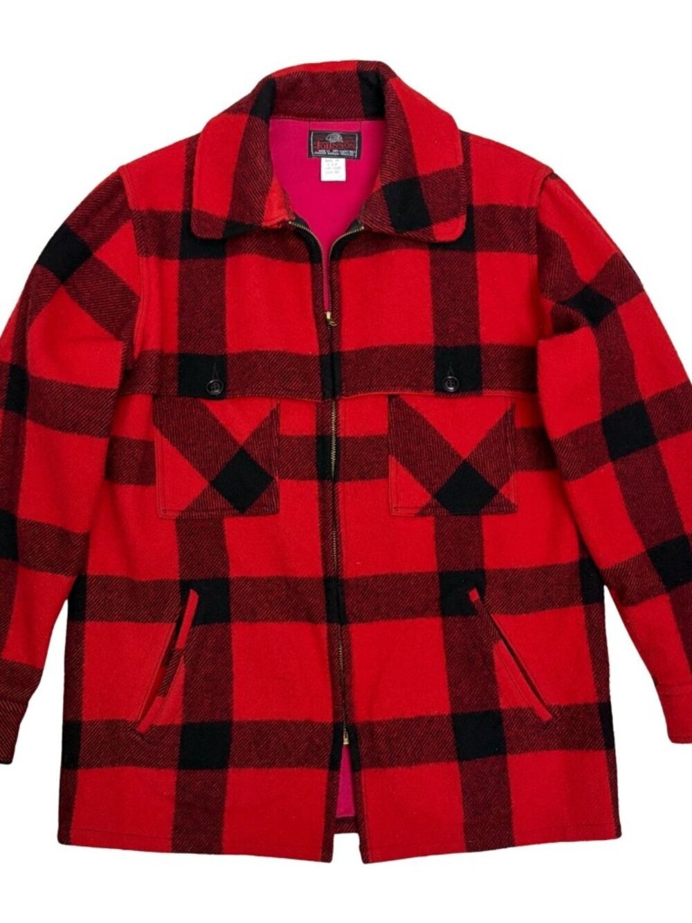 RARE VINTAGE 1950s Johnson Woolen Mills Wool Hunting Jacket Coat Red Mens Medium